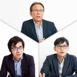 辻󠄀 鶴男 氏（上）、武藤 亮 氏（左下）、黒田 章義 氏（右下）