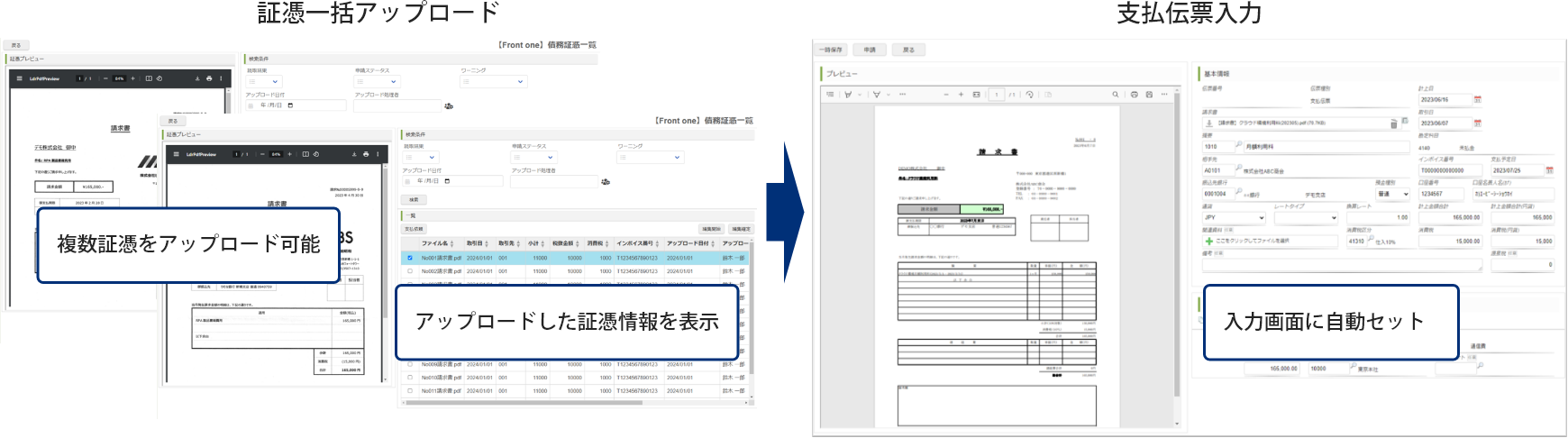 一括アップロードで証憑登録作業を効率化